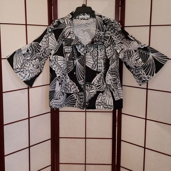 ERIN LONDON Black/White Designer Zip Up Jacket - Picture 1 of 12